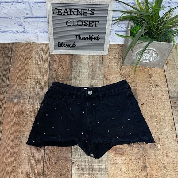 PacSun | High Rise Pyramid Black Denim Shorts - Picture 6 of 11